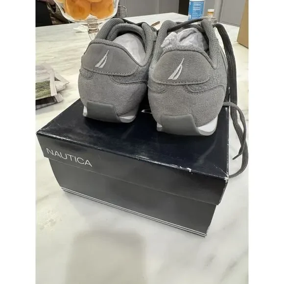 Nautica Mens Boyle Grey Flannel/suede Size 10 NWB - Picture 2 of 7